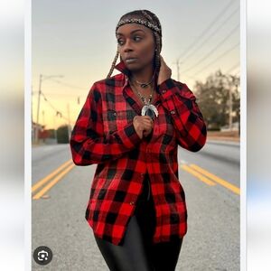 Buffalo plaid button down top